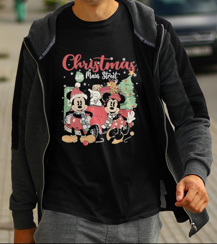 Christmas On Main Street With Mickey And Minnie Disney Holiday T-Shirt