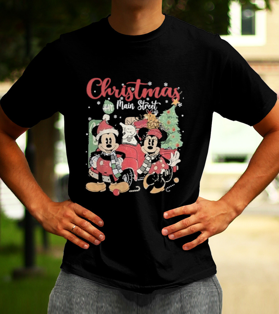 Christmas On Main Street With Mickey And Minnie Disney Holiday T-Shirt