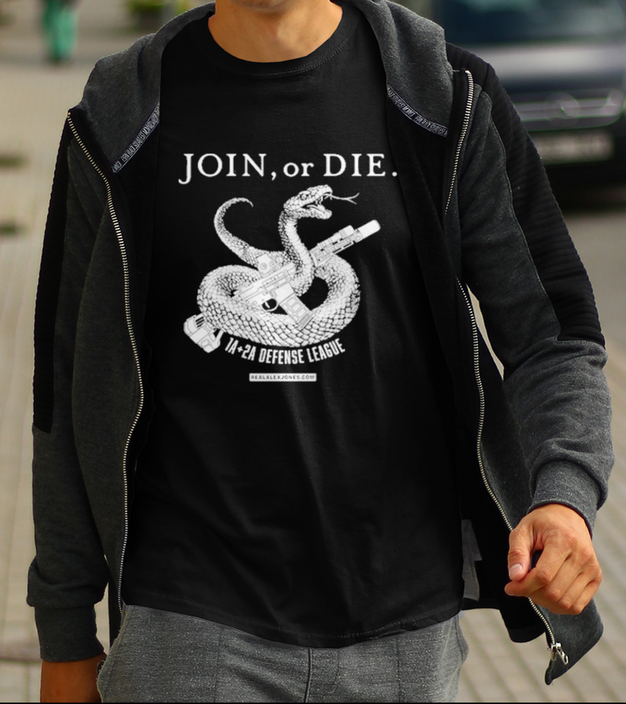 Join Or Die 1A + 2A Defense League Snake Rifle RealAlexJones T-Shirt
