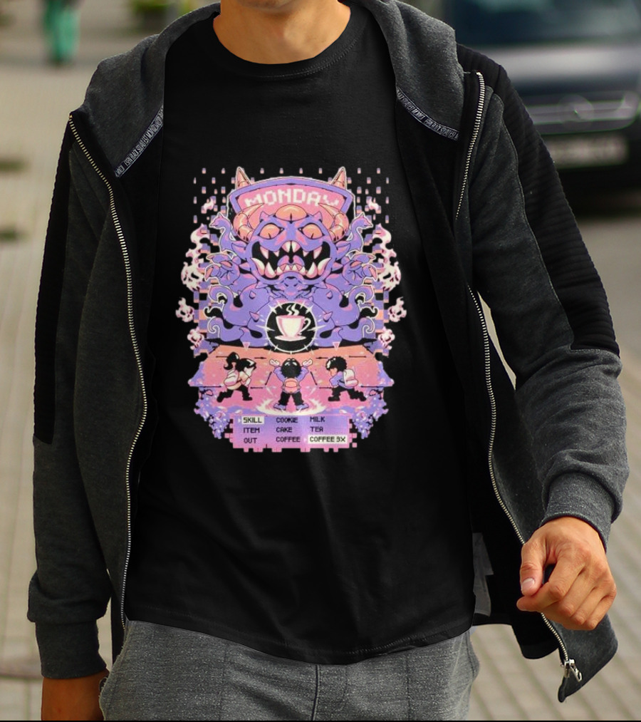 Monday Coffee Battle Monster Skill Cookie Milk Tea Coffee 3X T-Shirt