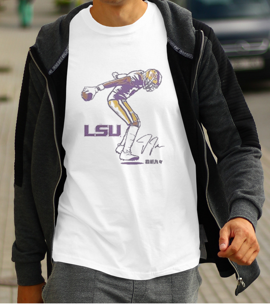 LSU Tigers Justin Jefferson NFL Superstar Pose Signature T-Shirt