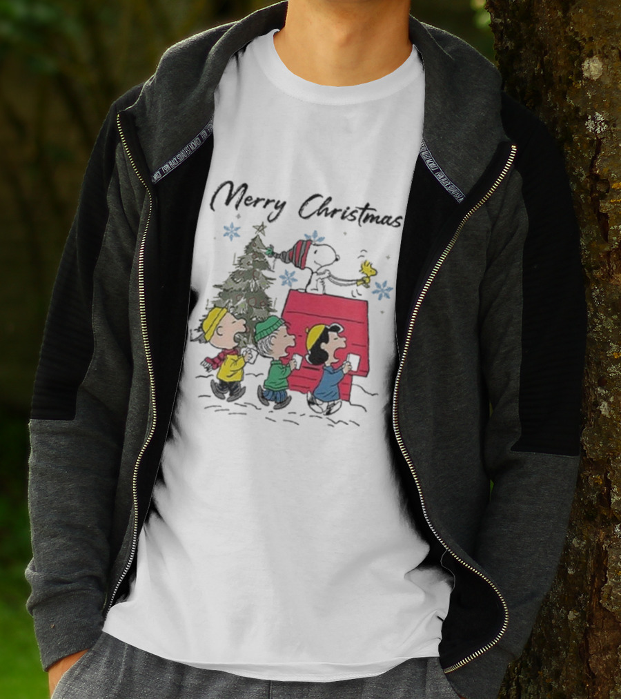 Merry Christmas Snoopy And Friends Winter Scene T-Shirt