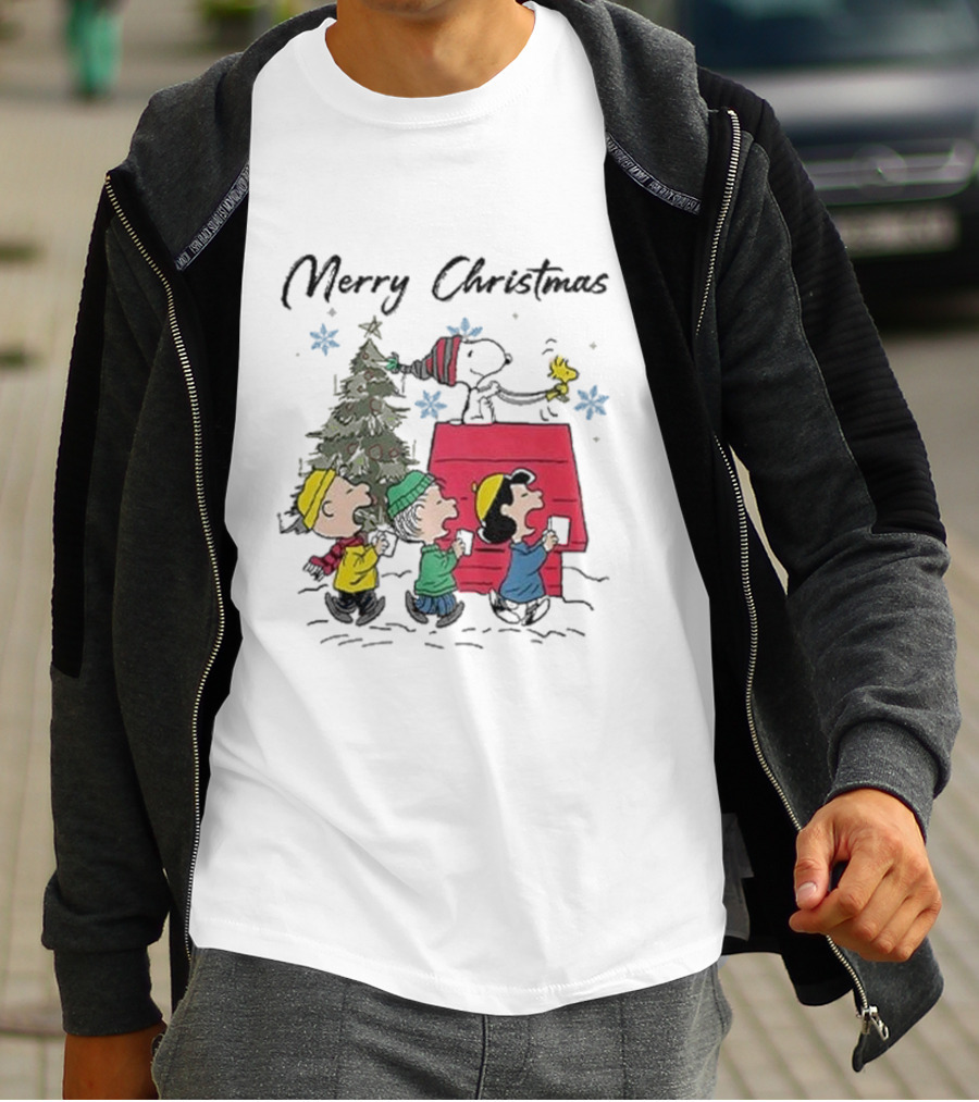 Merry Christmas Snoopy And Friends Winter Scene T-Shirt