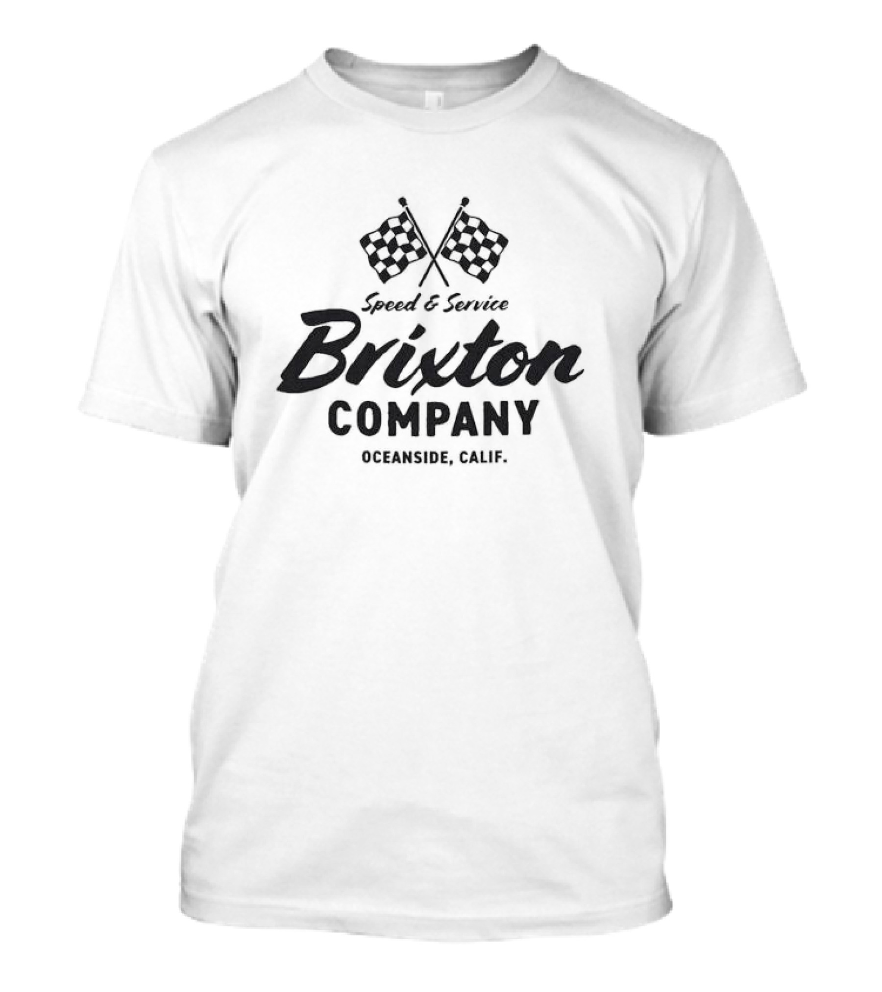 Speed And Service Brixton Company Oceanside Calif Racing Flags T-Shirt