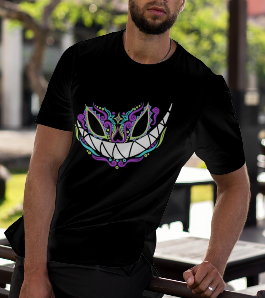 The Catrina Cheshire Cat Inspired Day Of The Dead Style Camiseta Relaxed T-Shirt