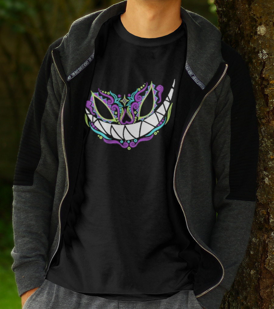 The Catrina Cheshire Cat Inspired Day Of The Dead Style Camiseta Relaxed T-Shirt