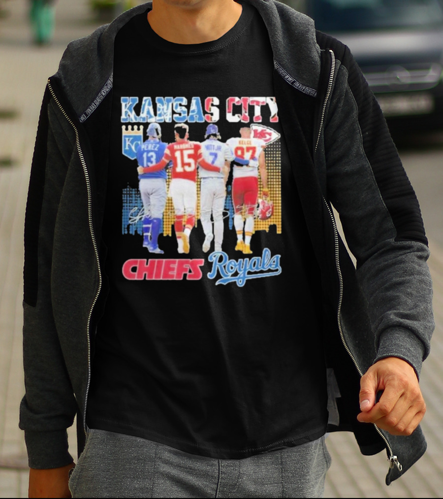 Kansas City Chiefs Royals Perez Mahomes Witt Jr Kelce T-Shirt