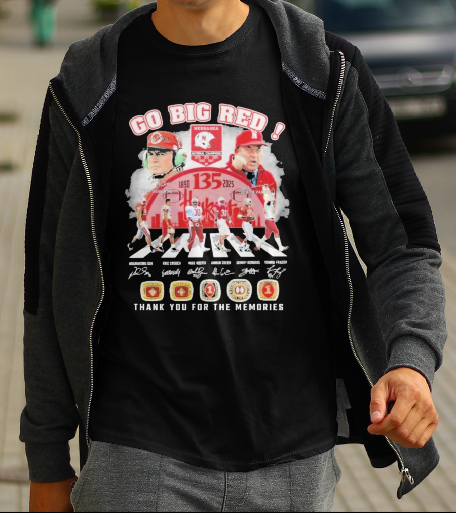 Go Big Red Nebraska Cornhuskers 135 Years 1890-2025 Thank You For The Memories T-Shirt