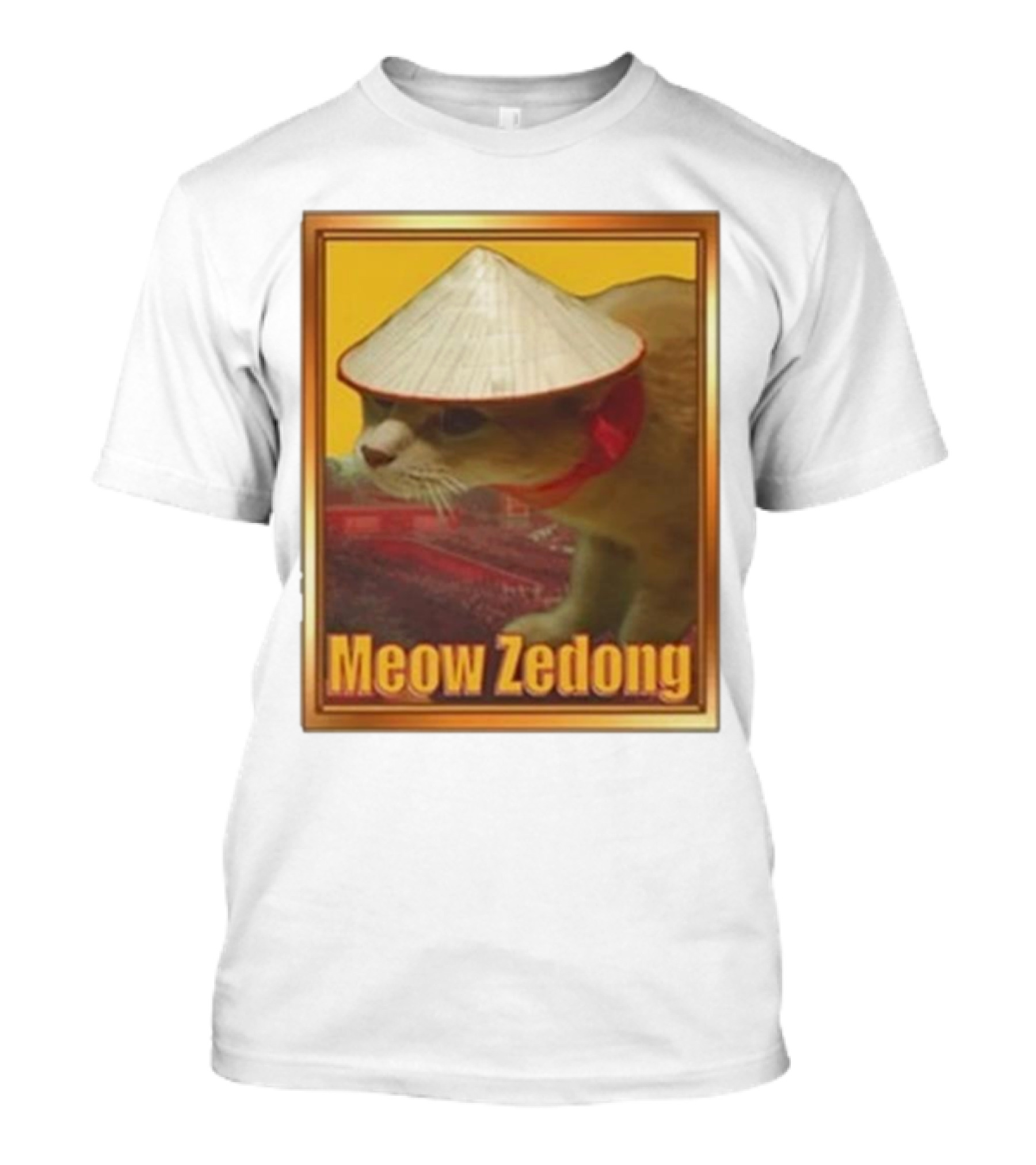 Funny Ahh Tees Meow Zedong Cat With Hat T-Shirt