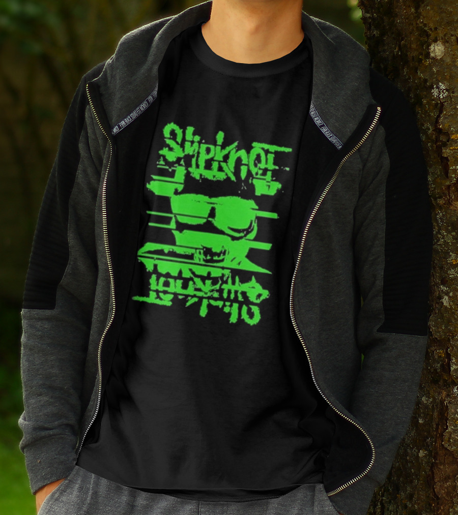 Slipknot The Thick Glitch Skull Neon Green T-Shirt