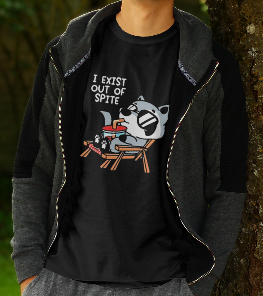 I Exist Out Of Spite Relaxing Raccoon With Sunglasses T-Shirt