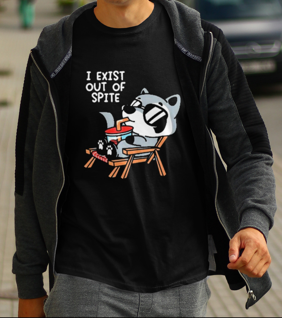 I Exist Out Of Spite Relaxing Raccoon With Sunglasses T-Shirt