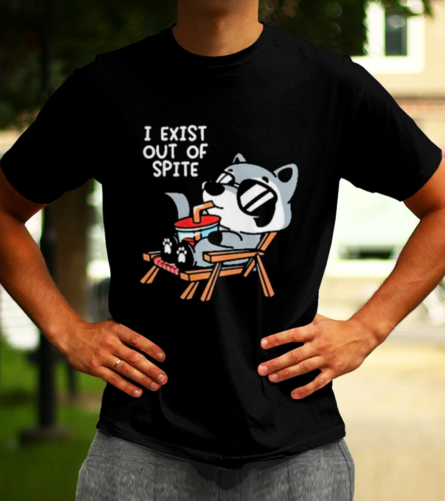I Exist Out Of Spite Relaxing Raccoon With Sunglasses T-Shirt