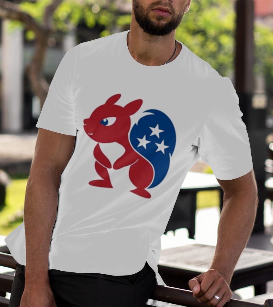 Squirrel Mascot With Stars And GOP Red White Blue T-Shirt