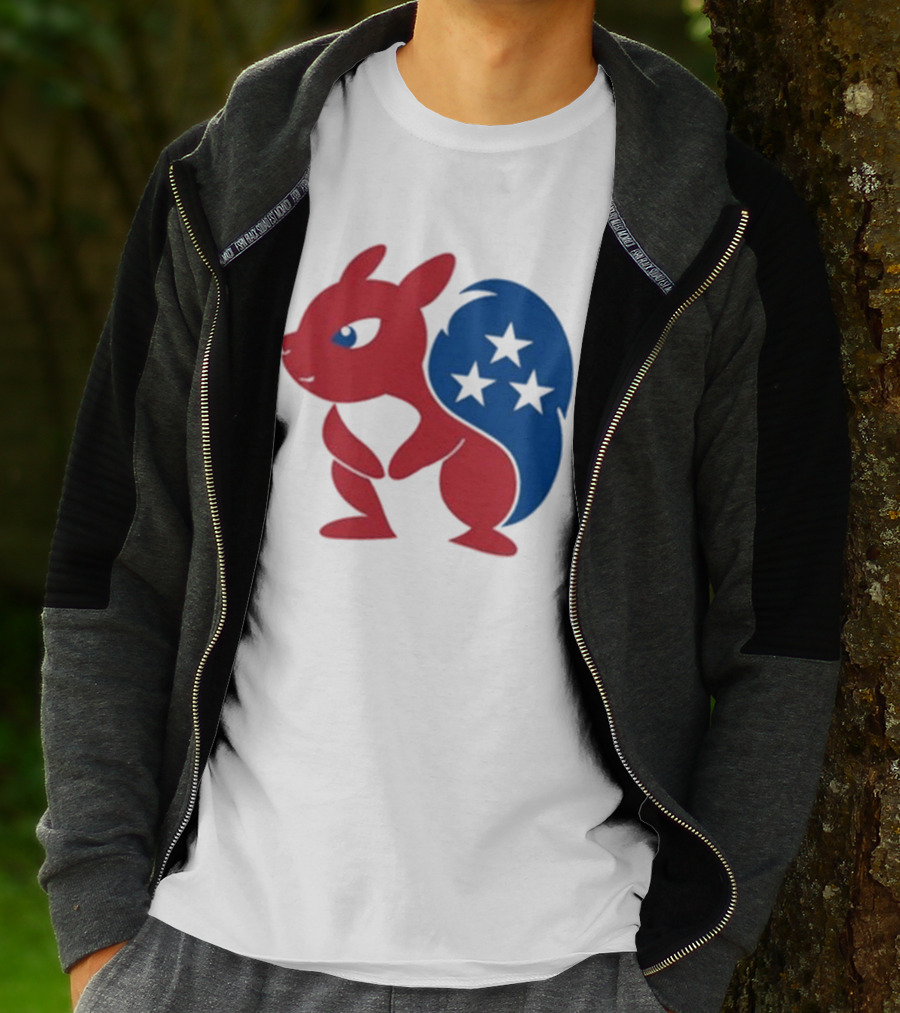 Squirrel Mascot With Stars And GOP Red White Blue T-Shirt