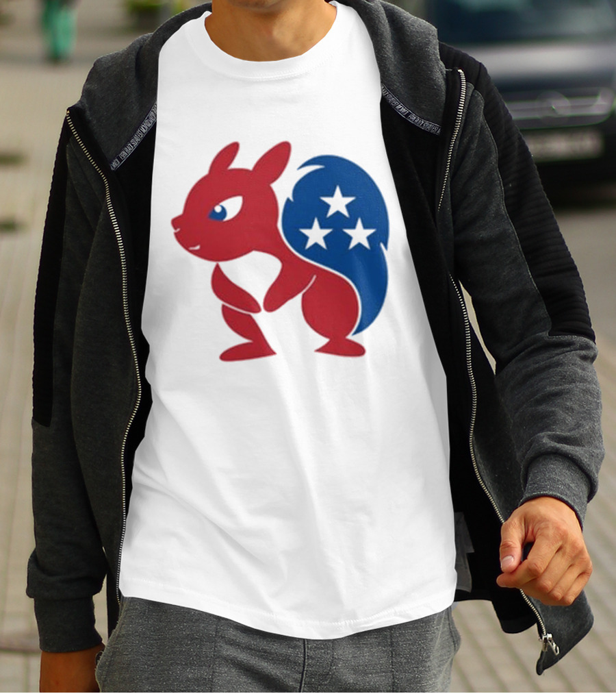 Squirrel Mascot With Stars And GOP Red White Blue T-Shirt