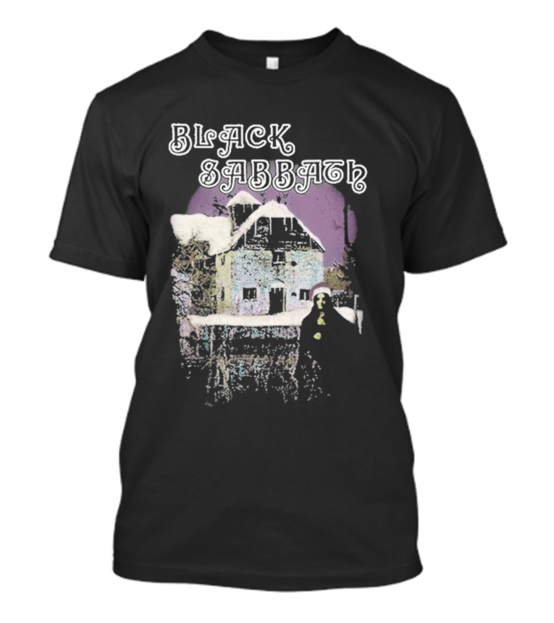 Black Sabbath Holiday Album Snowy House Scene T-Shirt