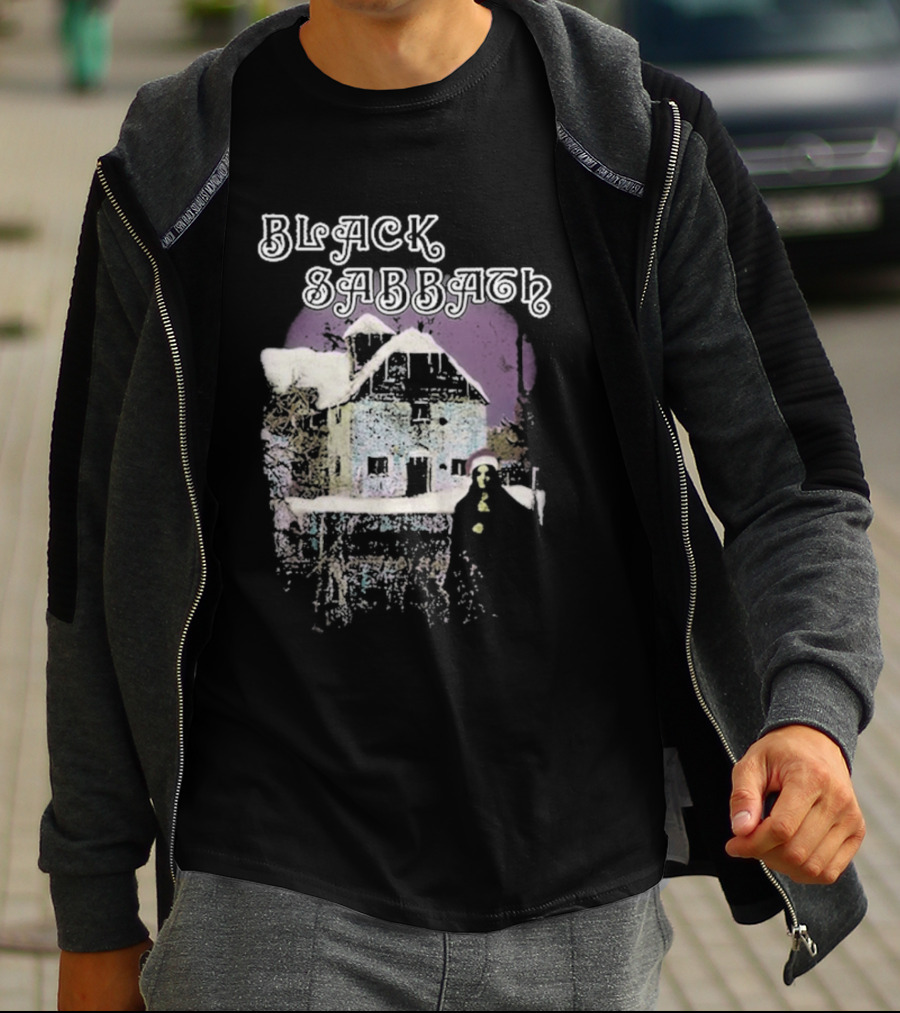 Black Sabbath Holiday Album Snowy House Scene T-Shirt
