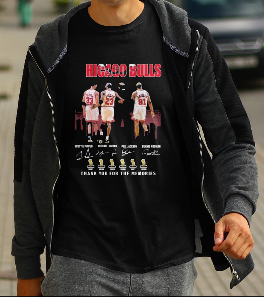 Chicago Bulls Scottie Pippen Michael Jordan Phil Jackson Dennis Rodman Thank You For The Memories T-Shirt