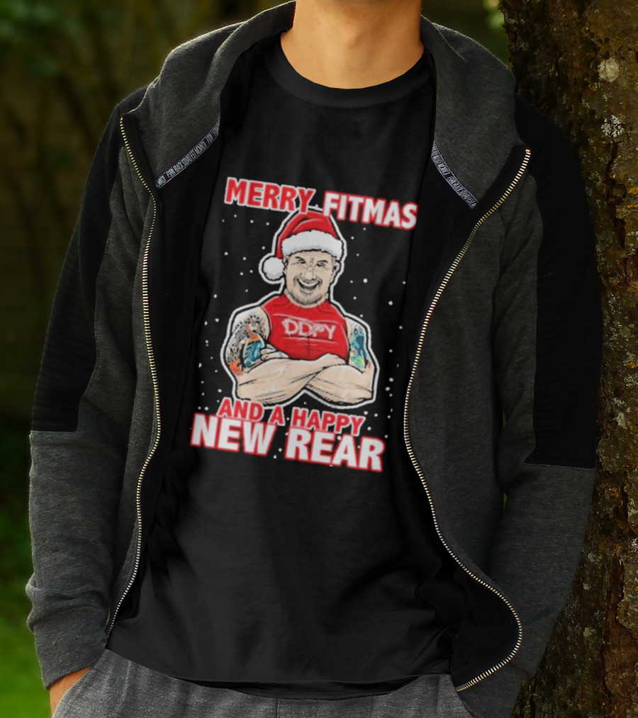 Merry Fitmas And A Happy New Rear DDPY Santa Hat Tattoos T-Shirt