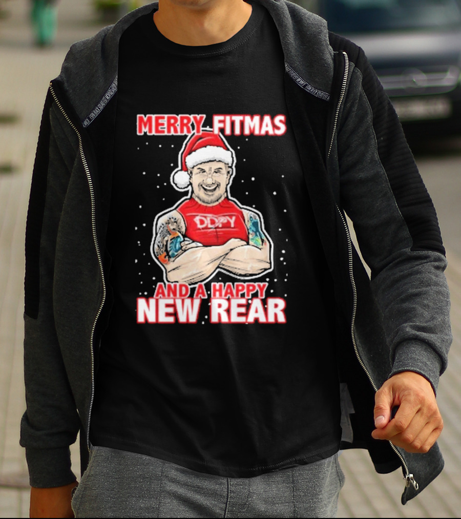 Merry Fitmas And A Happy New Rear DDPY Santa Hat Tattoos T-Shirt