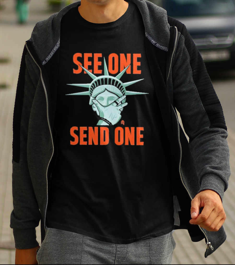 See One Send One Statue Of Liberty Covering Eyes T-Shirt