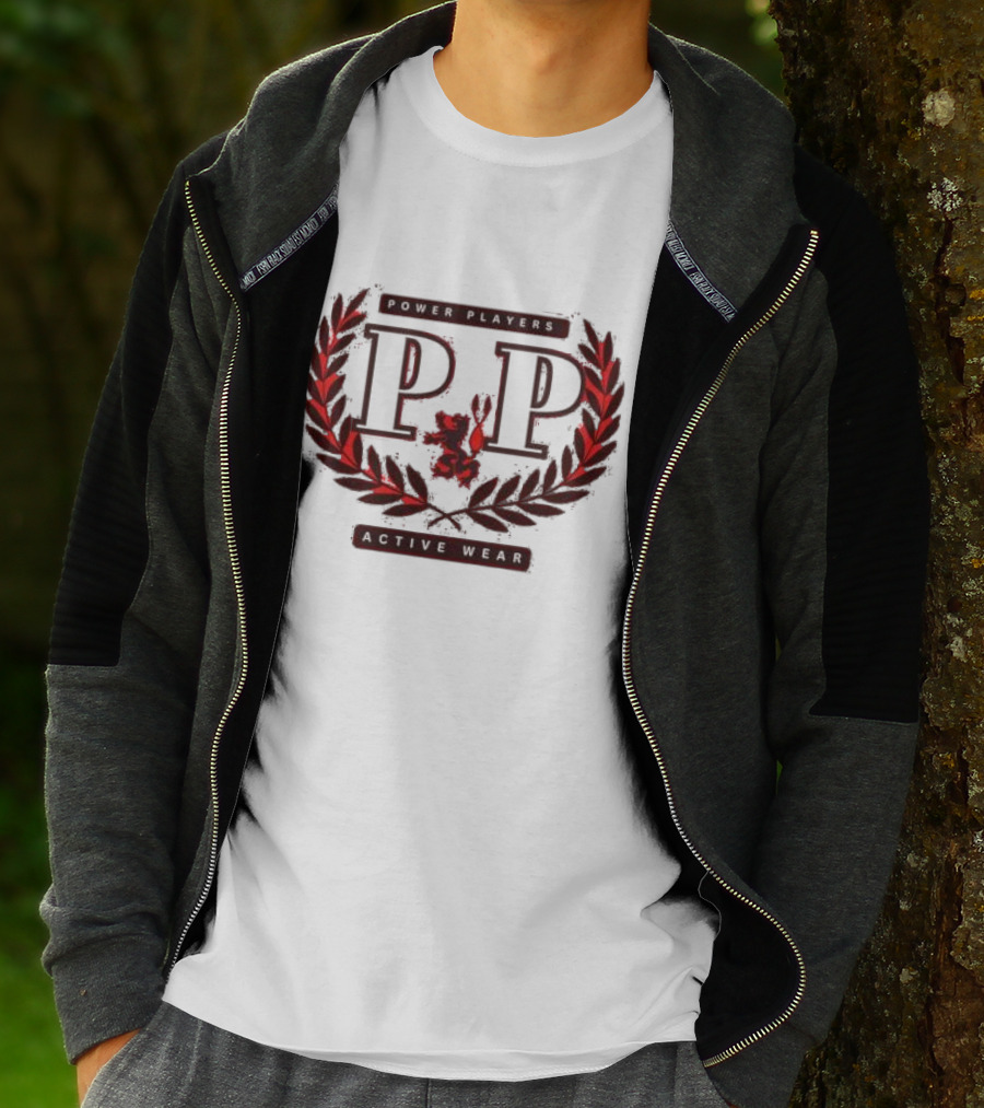 Power Players Active Wear PP Laurels Lion Emblem T-Shirt