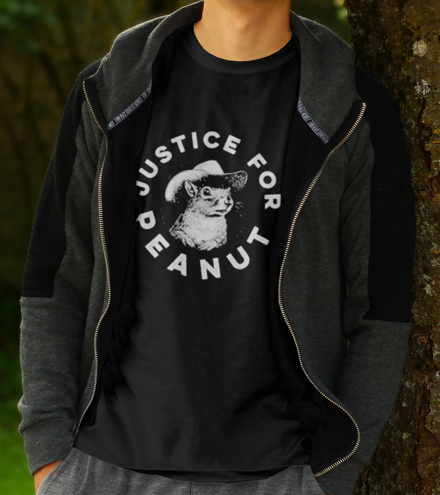 Squirrel Cowboy Justice For Peanut Iconic Text Circle T-Shirt