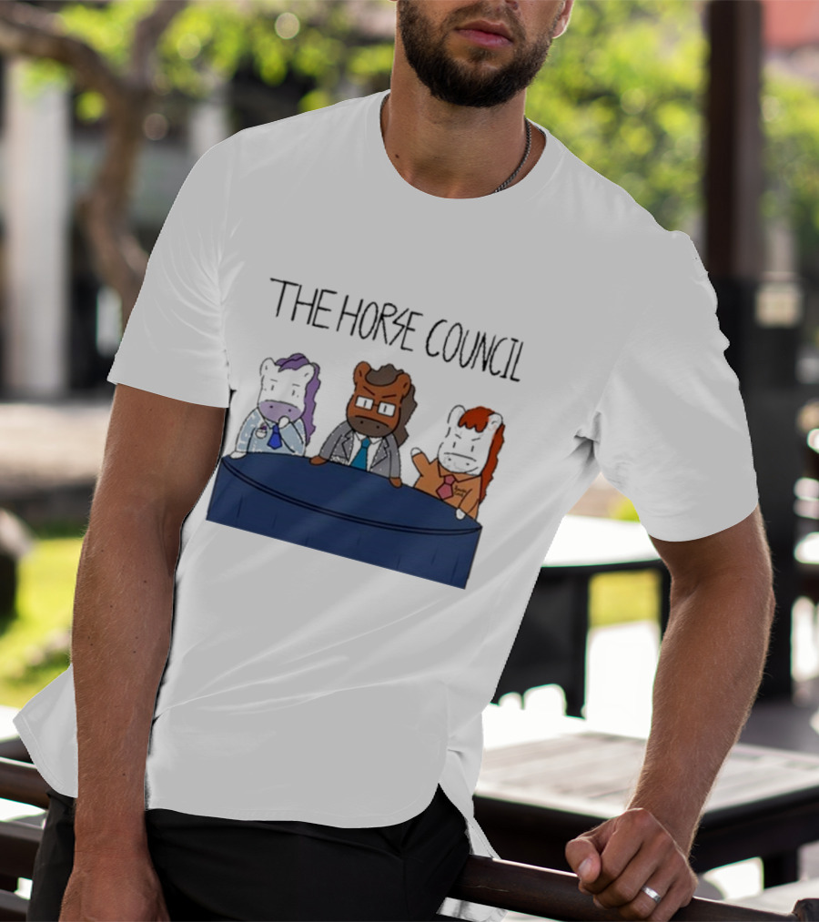 Jimothy Cool The Horse Council Cartoon Panel Meeting T-Shirt