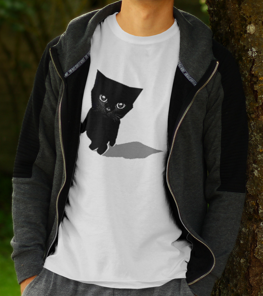 Sluj Art Bro Cute Black Cat Pixelated T-Shirt
