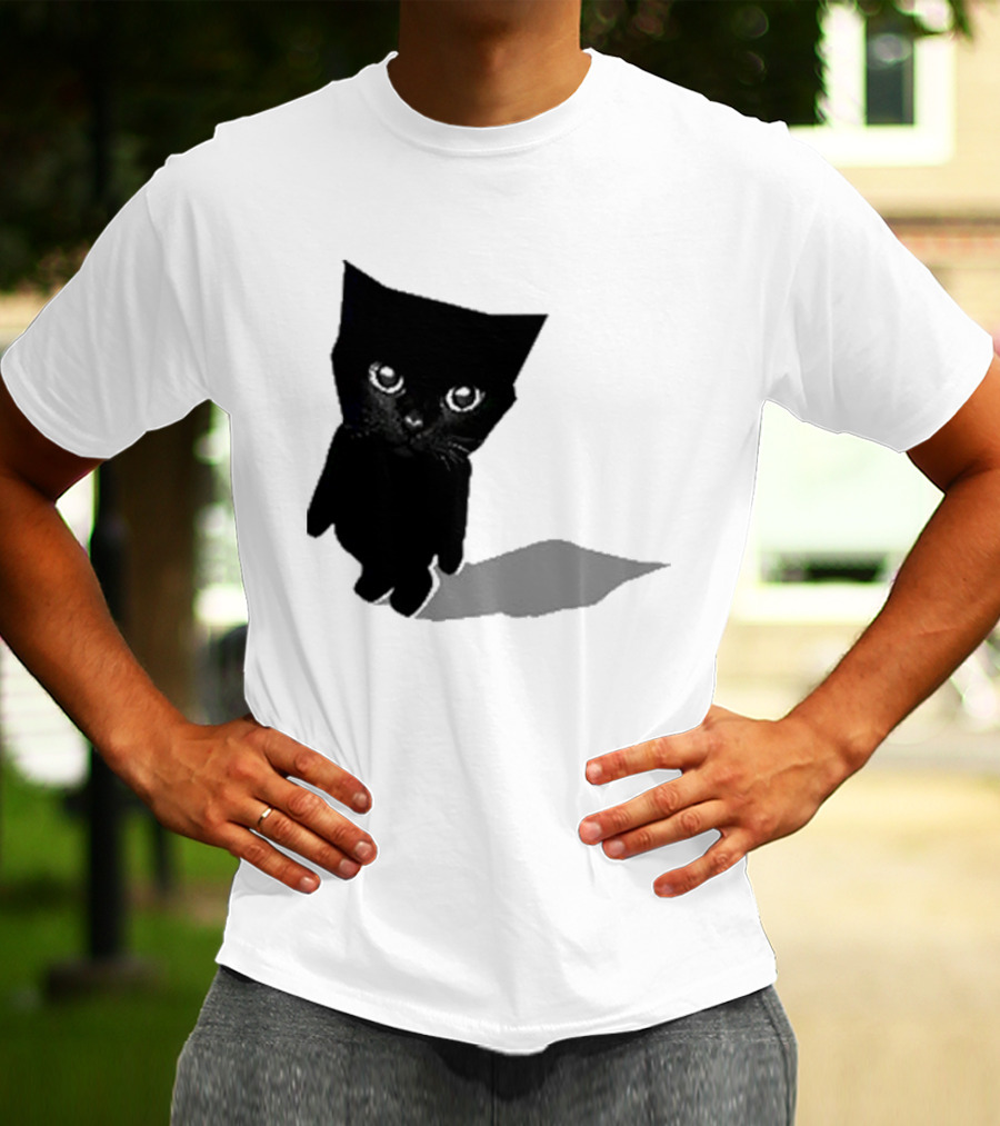 Sluj Art Bro Cute Black Cat Pixelated T-Shirt