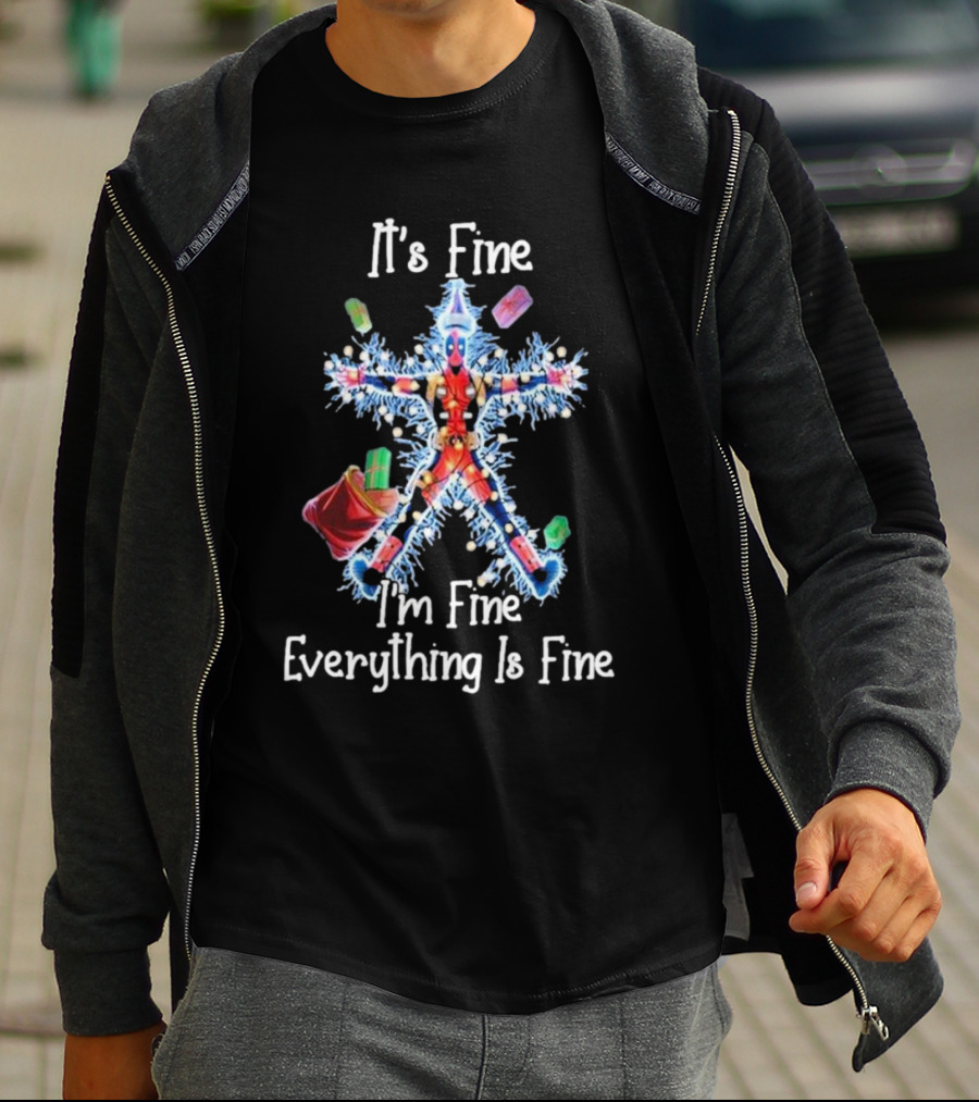Deadpool Christmas It's Fine I'm Fine Everything Is Fine Light String Snowflake T-Shirt