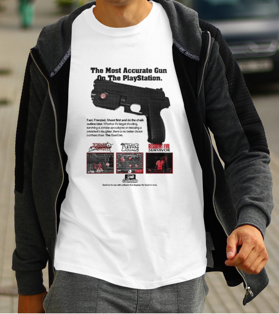 The Most Accurate Gun On The PlayStation Resident Evil Survivor Point Blank GunCon T-Shirt