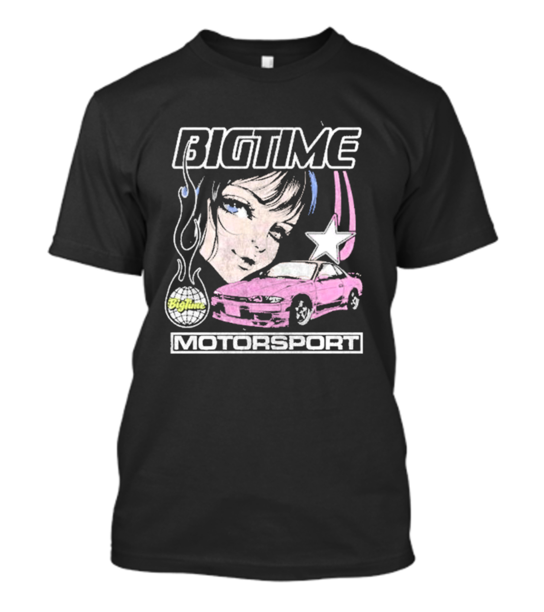 BIGTIME Motorsport Anime Car Girl Star T-Shirt