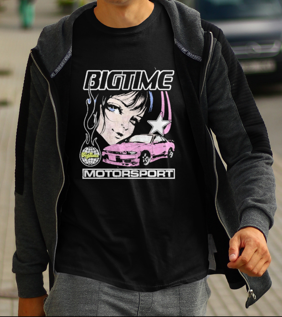 BIGTIME Motorsport Anime Car Girl Star T-Shirt