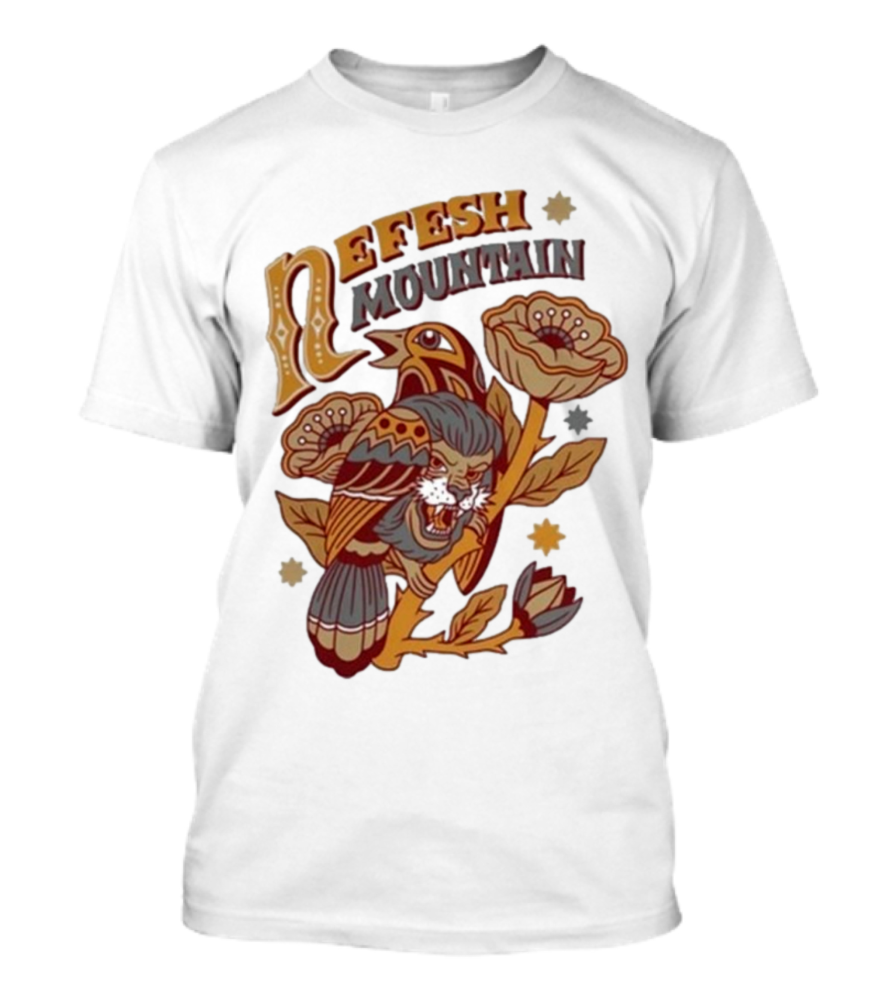 Nefesh Mountain Sparrow Vintage Floral Lion And Bird T-Shirt