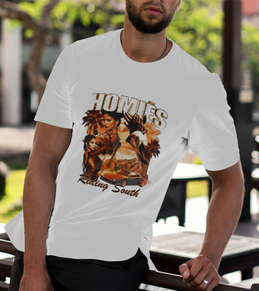 Homies Riding South Vintage Sunset Car Palms T-Shirt