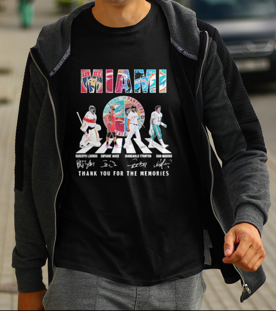 Miami Dolphins Panthers Heat Marlins Marino Luongo Wade Stanton Thank You For The Memories T-Shirt