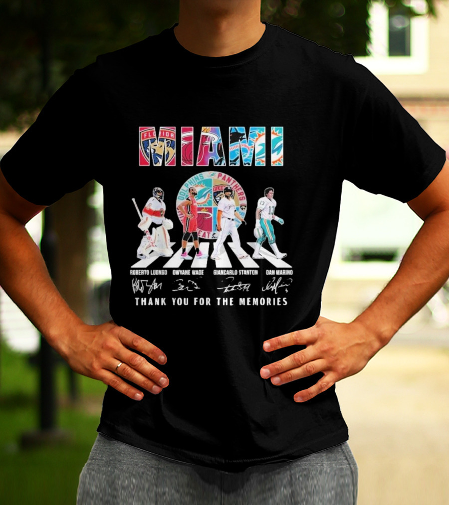 Miami Dolphins Panthers Heat Marlins Marino Luongo Wade Stanton Thank You For The Memories T-Shirt