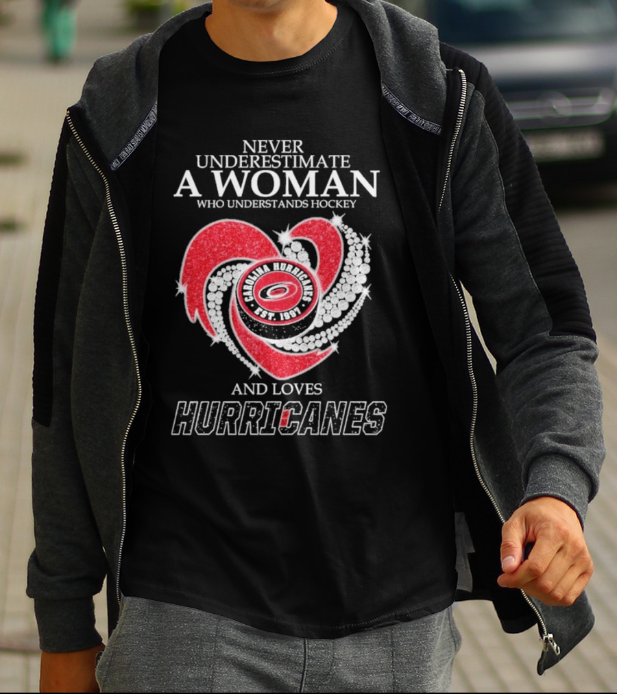 Never Underestimate A Woman Who Understands Hockey And Loves Carolina Hurricanes Est. 1997 T-Shirt