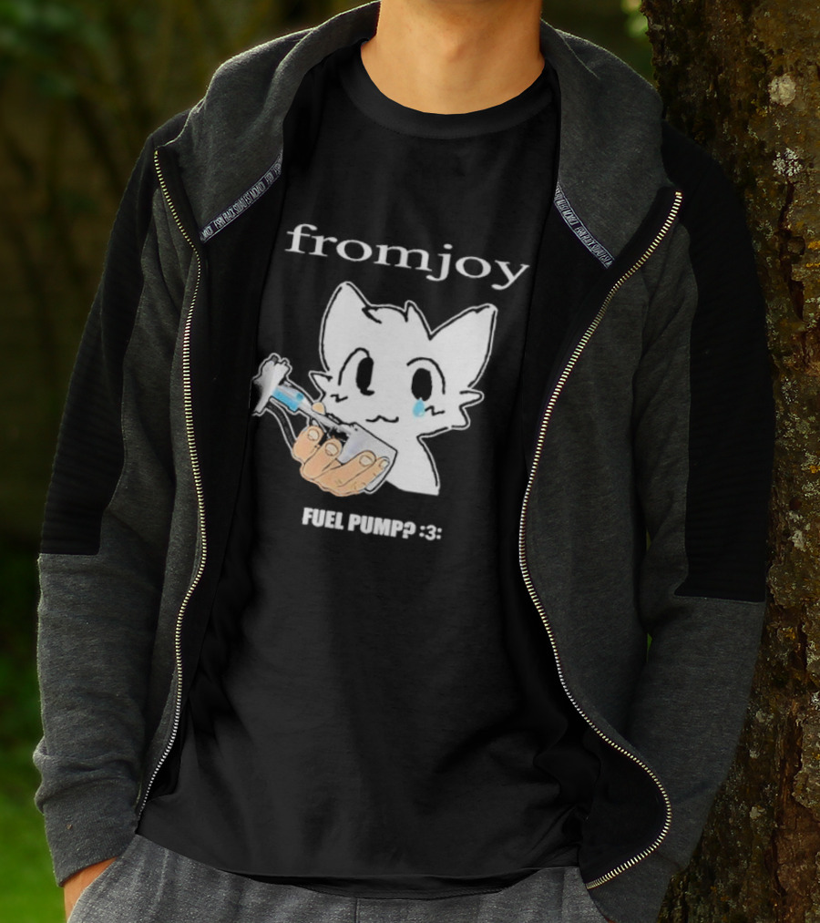 Fromjoy Fuel Pump Cute Cartoon With Tearful Cat Face T-Shirt