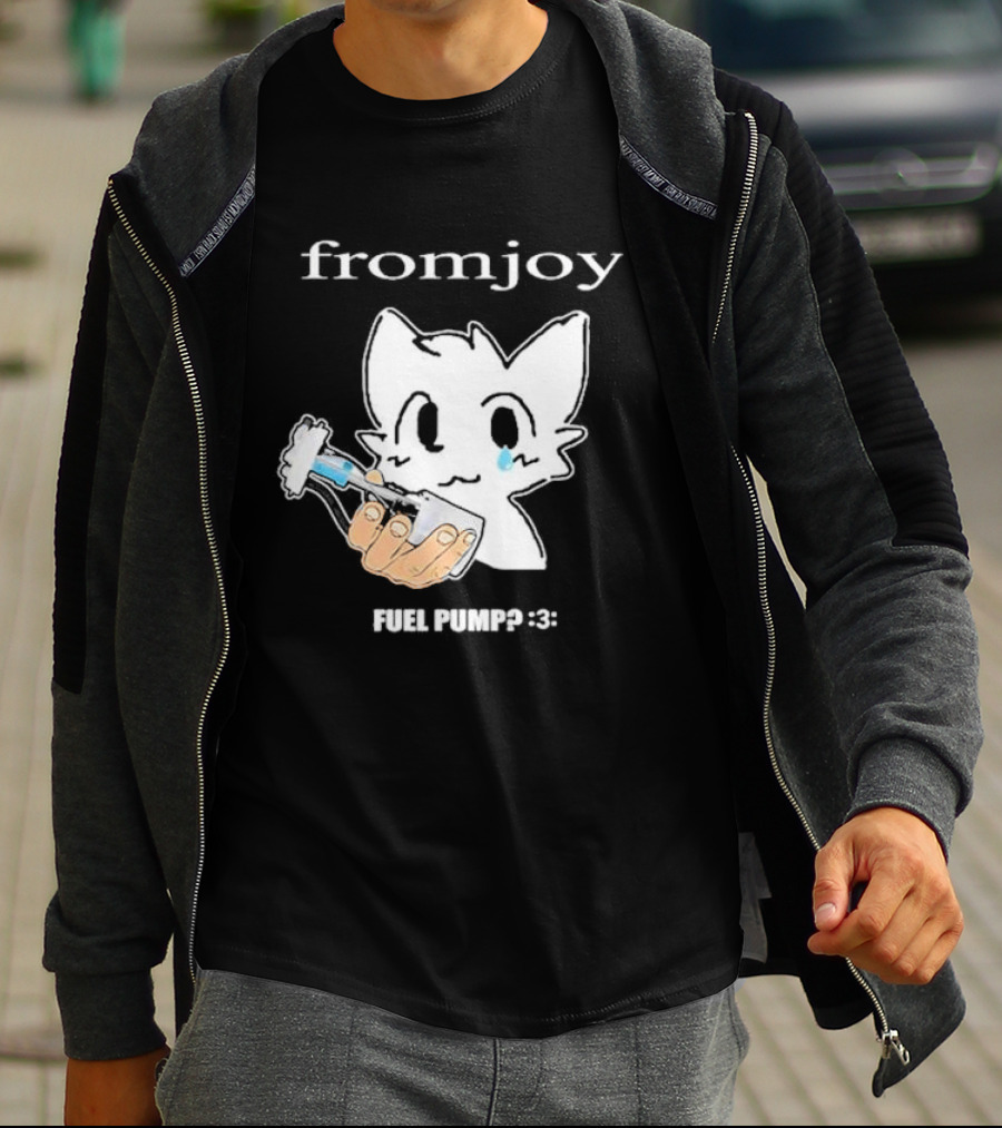 Fromjoy Fuel Pump Cute Cartoon With Tearful Cat Face T-Shirt