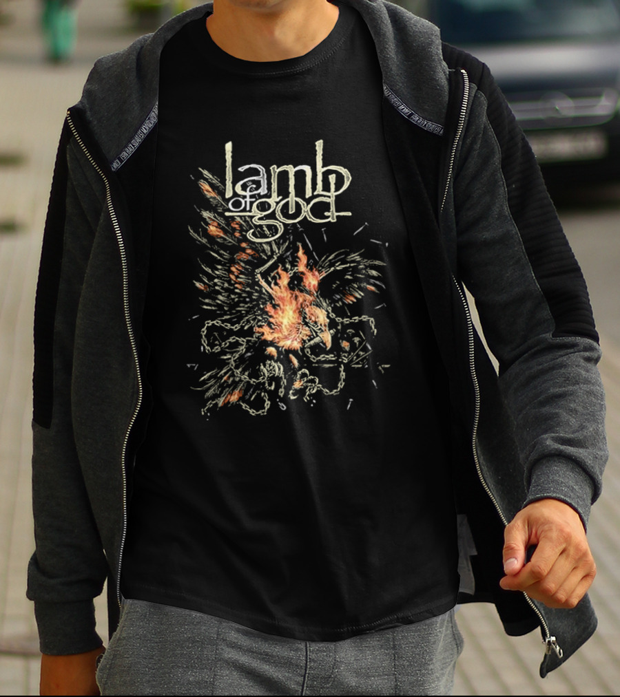 Lamb Of God Flaming Phoenix With Chains T-Shirt