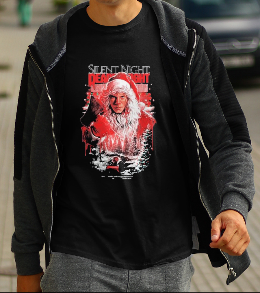 Silent Night Deadly Night Santa's Slay With Axe In Creepy Christmas Scene T-Shirt