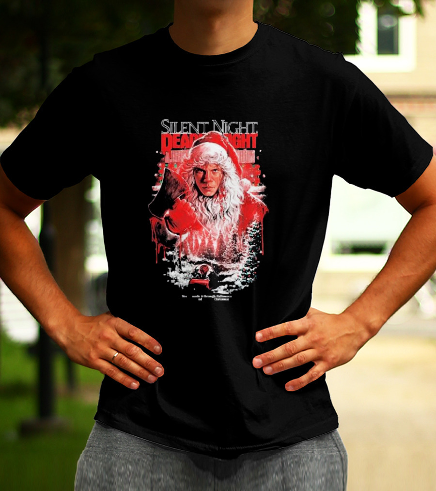Silent Night Deadly Night Santa's Slay With Axe In Creepy Christmas Scene T-Shirt