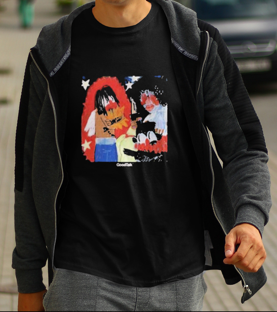 Gigi Goodtalk Skaiwater Artwork With Stars And Cartoon Figures T-Shirt