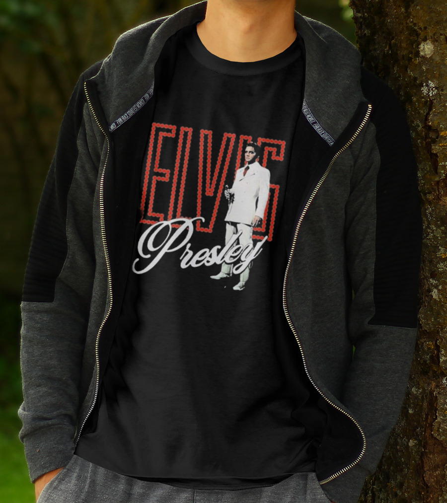 Elvis Presley White Suit Retro Lights T-Shirt