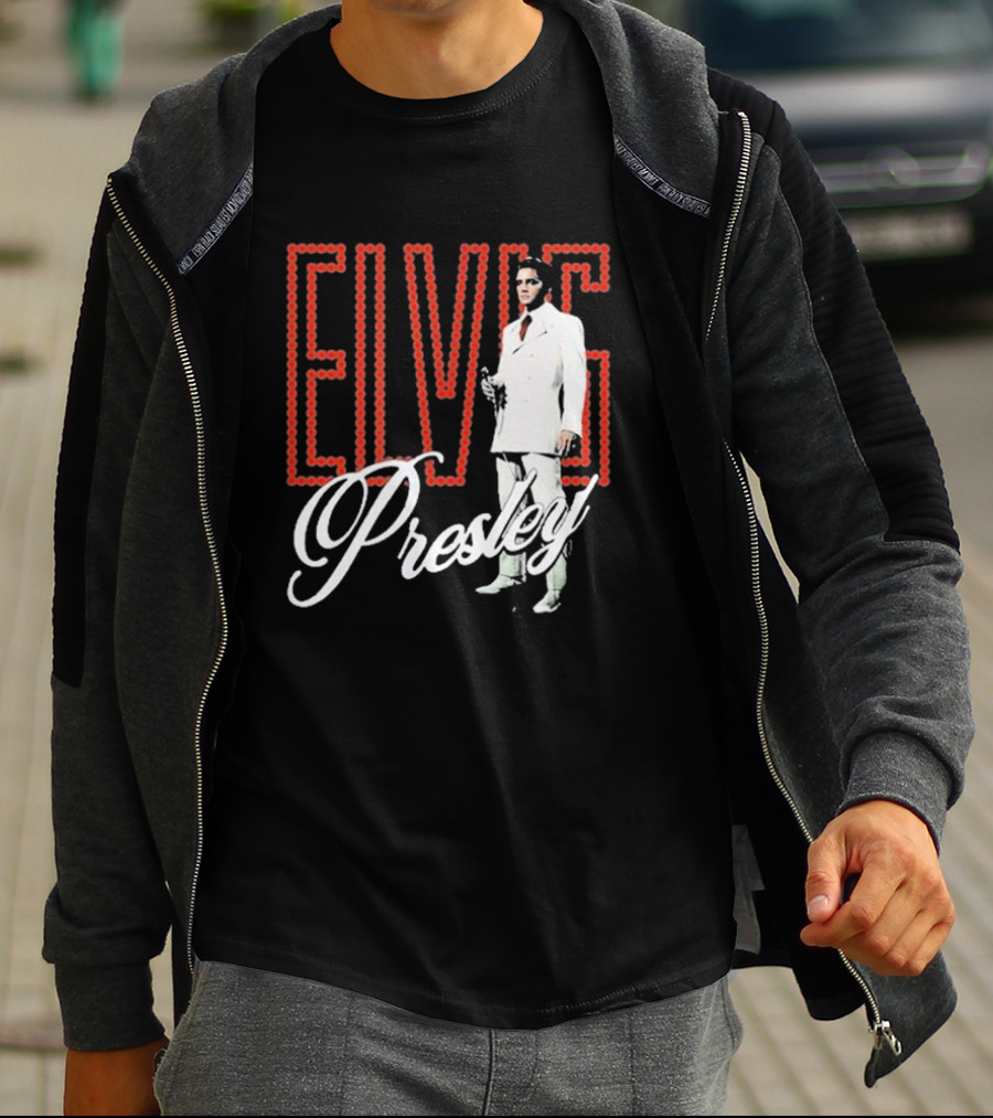 Elvis Presley White Suit Retro Lights T-Shirt