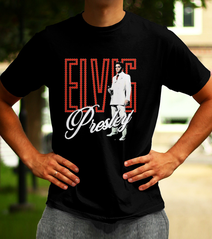 Elvis Presley White Suit Retro Lights T-Shirt