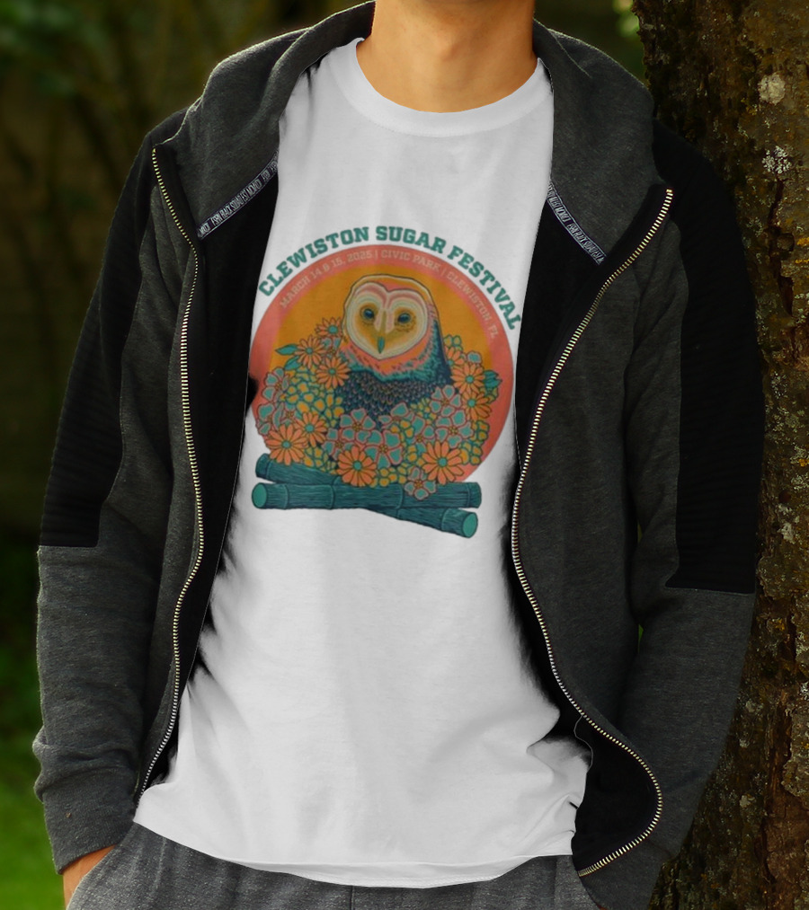 Clewiston Sugar Festival March 14-15 2025 Civic Park Clewiston FL Owl And Flowers T-Shirt
